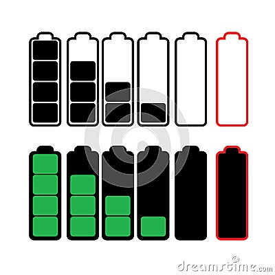 Vector symbols of battery level Vector Illustration