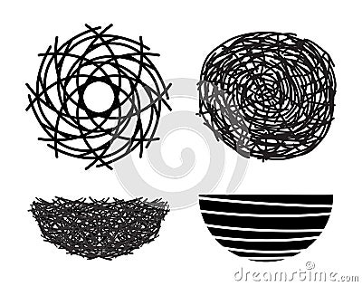 Vector symbols of bird nests Vector Illustration