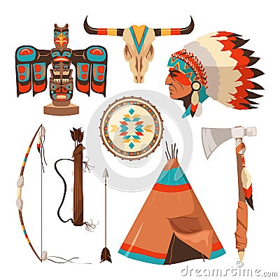 Vector symbols set of american indians Vector Illustration