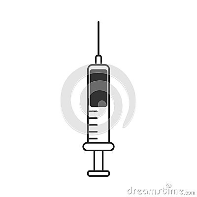 Vector syringe icon for injection. Vaccine Injector with needle Vector Illustration