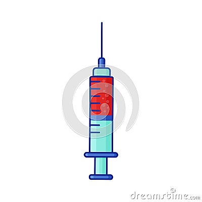 Vector syringe icon with red blood for injection Vector Illustration