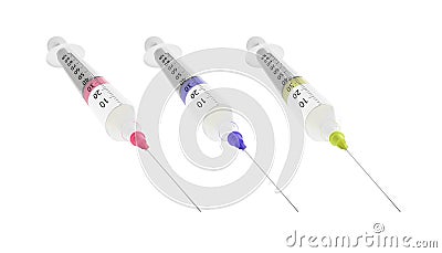 Vector syringe set with hypodermic needle isolated on white background Stock Photo