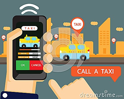 Vector : taxi application Vector Illustration