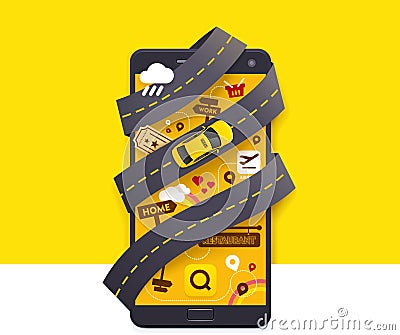 Vector taxi mobile app icon Vector Illustration