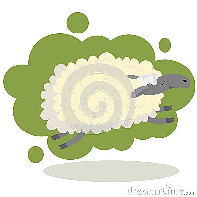 Vector tea art spring flower sheep animals grass nature Vector Illustration