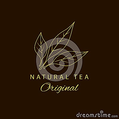 Vector Tea logotype. Natural tea. Beauty and cosmetics. Logotype in linear style Stock Photo