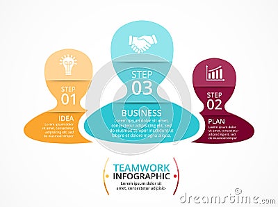 Vector teamwork infographic. Template for diagram, graph, presentation and chart. Business concept with 3 options, parts Vector Illustration