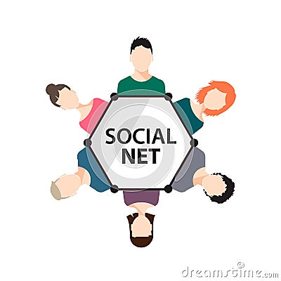 Vector teamwork, social net, people group Vector Illustration