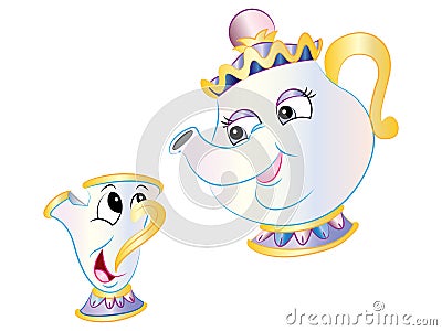 Vector Teapot & Chip from Beauty & the Beast Vector Illustration