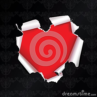 Vector tear paper heart Vector Illustration