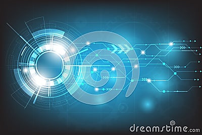 Vector technology circle with various technological on blue background. Vector Illustration