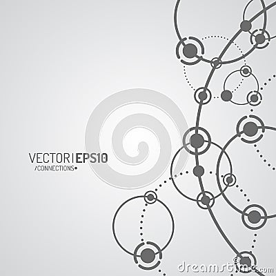 Vector technology concept illustration. Connected Lines and dots. Network sign Vector Illustration