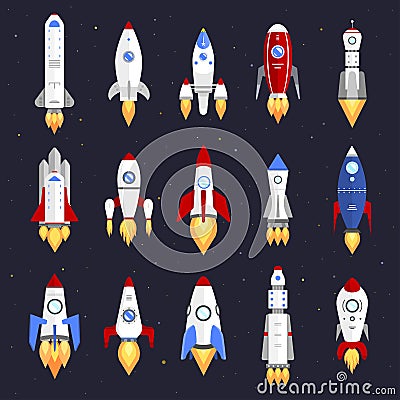 Vector technology ship rocket cartoon design. Vector Illustration