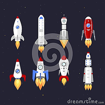 Vector technology ship rocket cartoon design. Vector Illustration