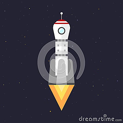 Vector technology ship rocket startup innovation. Vector Illustration