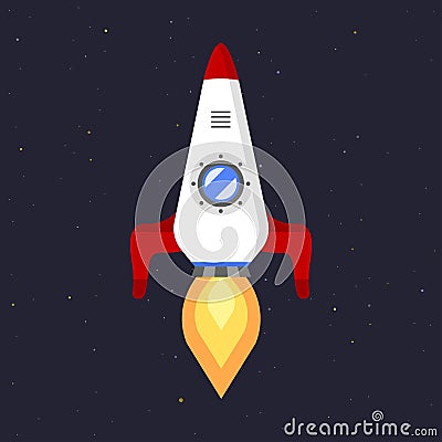 Vector technology ship rocket startup innovation. Vector Illustration