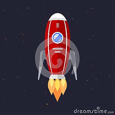 Vector technology ship rocket startup innovation. Vector Illustration