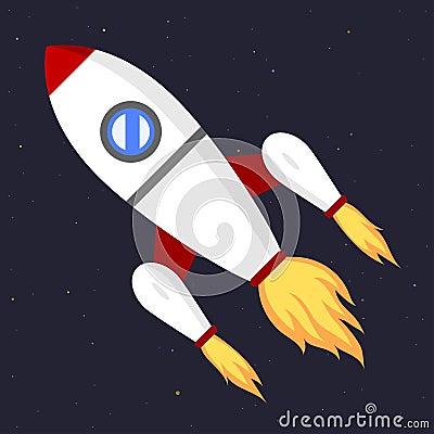 Vector technology ship rocket startup innovation. Vector Illustration