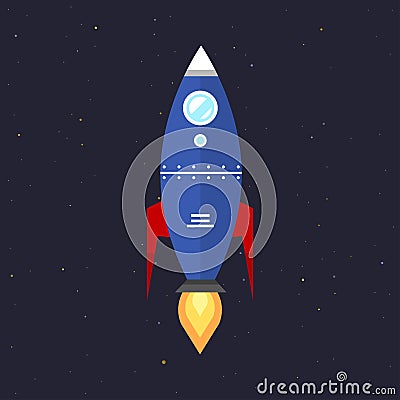 Vector technology ship rocket startup innovation. Vector Illustration