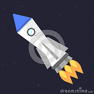 Vector technology ship rocket startup innovation. Vector Illustration