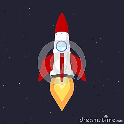 Vector technology ship rocket startup innovation. Vector Illustration