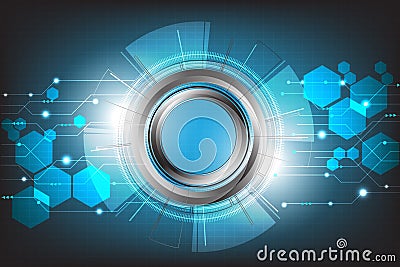 Vector technology with various technological and science on blue background. Vector Illustration