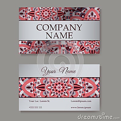 Vector template business card. Geometric background. Card or invitation collection. Islam, Arabic, Indian, ottoman motifs. Vector Illustration