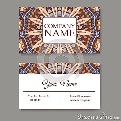 Vector template business card. Geometric background. Card or invitation collection. Islam, Indian, ottoman motifs Vector Illustration