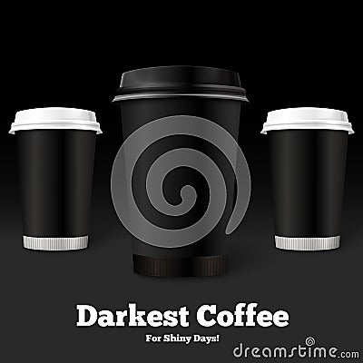 Vector template coffee cups on black background Vector Illustration