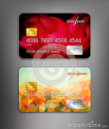 Vector template credit cards with flower themes Vector Illustration