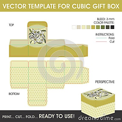 Vector template for cubic gift box Vector Illustration