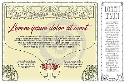 Template flyer, invitations or greeting cards. Roses frame Vector Illustration