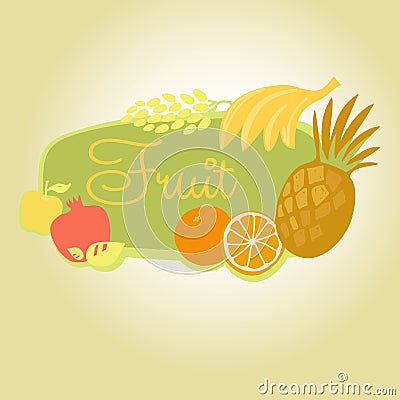 Vector template frame with fruit. Sign. Signboard Vector Illustration