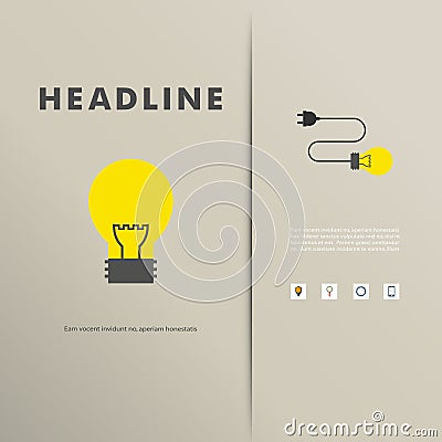 Vector template with light bulbs and wires Vector Illustration