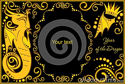 Vector template with sign chinese horoscope - dragon Vector Illustration