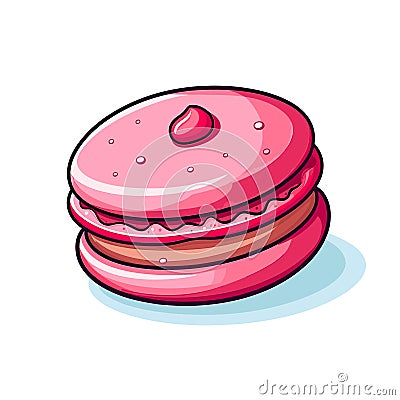 Vector of a tempting pink donut on a delicious donut mountain Vector Illustration