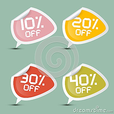 Vector Ten - Twenty, Thirty and Forty Percent Off Vector Illustration