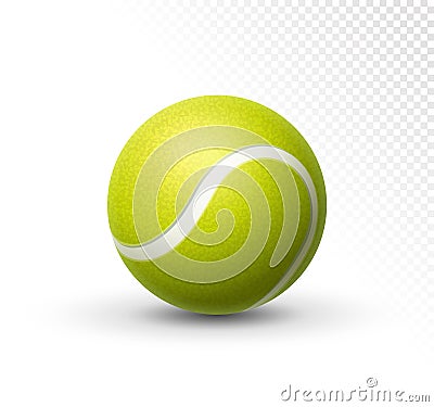 Vector tennis ball isolated on white. Green realistic tennis ball clipart design background closeup Vector Illustration