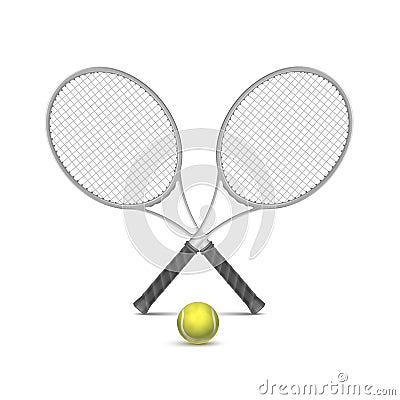 Vector Tennis Rackets with Ball Vector Illustration