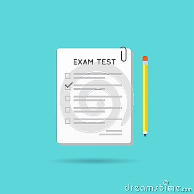 Vector Test or Exam Icon. Can be used as Logo. Vector Illustration