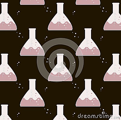 Vector test tube glassware. Chemistry pattern. Pharmacology background texture. Science print Vector Illustration