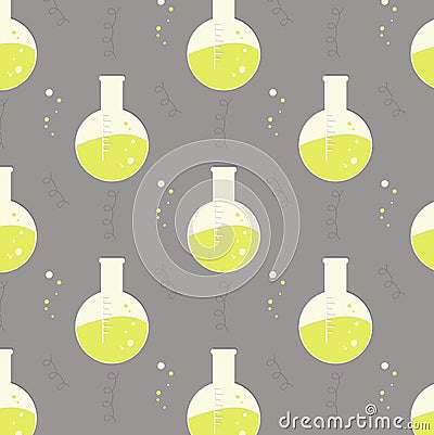 Vector test tube glassware. Chemistry pattern. Pharmacology background texture. Science print Vector Illustration