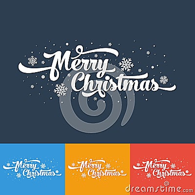 Vector text on colour background. Merry Christmas lettering for invitation Vector Illustration