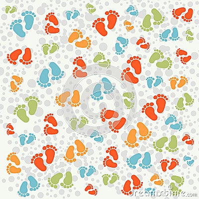 Vector texture background baby footprints traces Vector Illustration