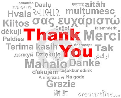 Thank you heart word cloud vector Stock Photo