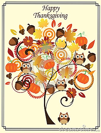 Vector Thanksgiving Day Tree Vector Illustration