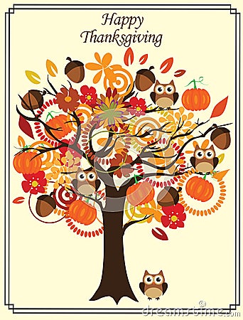 Vector Thanksgiving Day Tree Vector Illustration