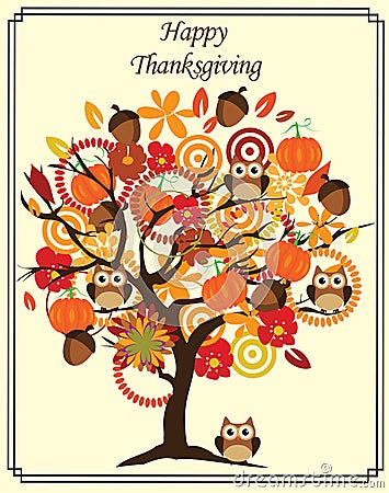 Vector Thanksgiving Day Tree Vector Illustration