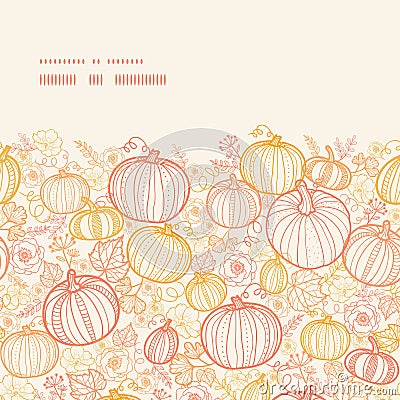 Vector thanksgiving line art pumkins horizontal Vector Illustration