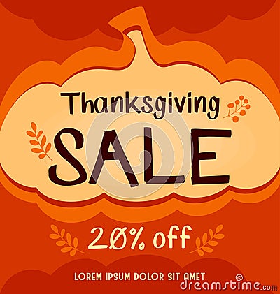 Vector thanksgiving social media sale banner in orange abstract autumn pumpkin background Vector Illustration